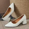 Dress Shoes High Heels Pointed Pumps Women Closed Shallow Office Square Heel Ladie Party Slip-On Comfort Wedding