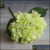 Ghirlande di fiori decorativi Articoli per feste Testa di fiore di ortensia artificiale 47 cm Seta finta Singolo tocco reale Ortensie 8 colori Wed Dhpnh