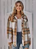 Damesjassen vrouwen herfst winter plaid jas met lange mouwen shirt met riem met riem een ​​enkele borting vrouwelijke casual overjas streetwear