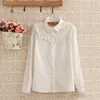 Blouses -shirts voor vrouwen Mori Elegant Wit Borduurwerk Women Kantoor Knop Knop Lace Meis