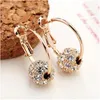 Hoop Earrings 2023 Minimalist Rhinestones Ball For Women Gold Color Geometrical Elegant Wedding Vintage Jewellery