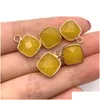 Charms 11x15mm Gold Bunding Edge Square Natural Crystal Jade Stone Green Blue Quartz Hangers Trendy voor sieraden maken Groothandel Dr Dhloh