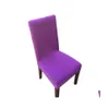 Chaise Couvre Couleur Unie Er Spandex Pantoufles Pour Salle À Manger Stretch Élastique Ers Banquet El Cuisine Mariage Drop Delivery Home Garden Otvtd