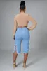 Damskie dżinsy damskie dziurę zrytającą misją elastyczną talię elastyczną flary dżinsko dżinsowe spodnie seksowne modne spodnie High Street 2023