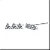 Ohrstecker Ankunft Mode 925 Sterling Silber Cz Kristall Ohrring für Frauen Valentinstag Geschenk Weiß Schwarz Blau 907 787 R2 Drop Lieferung Jude Dh0Ef