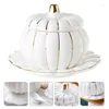 Storage Bottles 1 Set Ceramic Saucepan With Cover Steaming Cup Porcelain Pumpkin Bowl Small Steam Shape