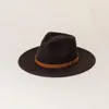 Berets Classic Autumn Winter Wool Fedora Hats Woman Man Real Felt Trilby Hat Unisex Adult PU Solid Jazz