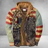 Herrenwesten 2023 Herbst Winter Männer Revers Digitaldruck Einreiher Langarm Wolljacke Streetwear Vintage Casual Slim Oberbekleidung