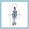 Sleutelhangers Lanyards Dier Vlinder Schildpad Olifant Evil Eyes Sleutelhanger Sleutelhanger Glas Blue Eye Hanger Ornament Rin Drop Delivery Dhrp6