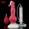 Yetişkin Masaj Büyük Düğüm Ejacültion Dildo ile Sucker Sprey Sıvı Fonksiyonu Kırmızı Silikon Squirting Penis Seks Oyuncakları Kadın Erkekler