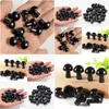 Stone 20Mm Black Mini Mushroom Plant Statue Carving Home Decoration Crystal Polishing Gem For Jewelry Making Drop Delivery Dhkkg