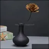 Vases Modern Ceramic Vase Creative Black Tabletop Thydroponic Containers Flower Pot Home Decor Crafts Wedding Decoration Drop Delive Otq3V