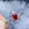 Clusterringen kjjeaxcmy boutique sieraden 925 puur zilveren ingebedde natuurlijke ruby ​​luxe ringondersteuning detectie