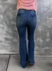 Женские джинсы Slim Fit Fluced Ladies Rabled Skinny Pants Spring осень высокая талия винтажная повседневная уличная одежда