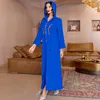 Etnische kleding Ramadan Eid Satin Abaya Dubai Turkije Islam Moslim Arabische lange jurk Kaftans Caftan -jurken voor vrouwen gewaad Longue Femme