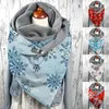 Scarves Winter Women Scarf Snowflower Print Button Wrap Soft Warm Christmas Shawls Foulard Bufand Neck Buckle