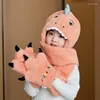 Beralar Kış Kids Eşarp Şapka Dinozor Kapağı Erkek Kızlar İçin Toddler Çocuklar Sevimli Kafa Aksesuarları Fantezi Modaya Düzenli 3-10 Yaş