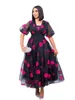 Grote maten jurken 4XL 5XL feest prinsessenjurk sexy doorzichtig roze zwart tule mesh stiksels lente zomer lange jurken in grote schommel
