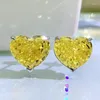 Stud Earrings Heart Shaped 10 12 Cut High Carbon Diamond Jewelry Level Craft 925 Silver Simple