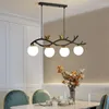 Lustres nordique minimaliste oiseau lustre avec boule blanche abat-jour longue table à manger suspension lampe moderne cuisine pendentif luminaire