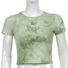Koszulki damskie motyl z grunge uprawa najlepsza estetyczna koszula z krótkim rękawem o szyja pulloczy Kobiety harajuku urocze koszulki letnie retro słodkie