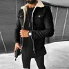 Herrjackor män sherpa lastbilsjacka 2 fickor bomullsfrakt arbete lapel krage vinterrock faux lambwool stil 1 st