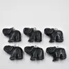 Hänge halsband grossist 6 st/parti högkvalitativa snidade naturliga svarta obsidian elefant charms hängsmycken passar smycken tillverkning