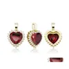 Colares pendentes Love Heart Moda Gold Sier Color Mulheres Mulheres Luxo Grande Tamanho Zircão Hip Hop 3483 Q2 Drop Deliver