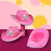 Berets Pink Cowgirl Hat For Women Cow Girl With Tiara Neck Drawstring Felt Cowboy Costume Accessories Party Fedora Cap Dress Up