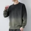 Camisolas masculinos outono inverno 2023 malha de albatia masculina de alta qualidade muda gradual sweater moda marca redondo pescoço quente