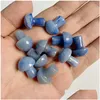Stone 20Mm Mini Mushroom Plant Statue Ornament Blue Carving Home Decoration Crystal Polishing Gem Drop Delivery Jewelry Dh8So
