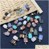 Charms 8x15mm Gold Rand Natural Crystal Rec Stone Rose Quartz Hangers Trendy voor sieraden maken Groothandel drop levering bevindingen Com DHA4U