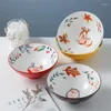 Bowls Japanese Ceramic Hand-painted Animal Noodle Rice Bowl Creative Ramen Household Tableware Under Glaze Color Large Soup