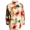 Women's Blouses Cotton Linen Shirt Vintage Flower Print Lapel Long Sleeve Women Tops Casual Loose Oversized Button Up Top Blusas De Mujer