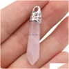 Charms Natural Stone Hexagon Prism Cone Pendum hanger Rose Quartz genezing Reiki Crystal Finding for Diy kettingen vrouwen mode jood dh2db