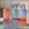 Water Bottles 2L Largecapacity Bottle St Cup High Temperature Plastic Time Scale Frosted Outdoor Sports Student Couple Drop Delivery Otlca