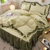 Bedding Sets Korean Princess Ruffles Duvet Cover Set Luxury Bed With Quilt Lovely Bow-knot Lace Pleated