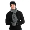 Baskenmützen-Set, 3 Skullies, Mützen, Mützen mit Schals, Handschuhen, Herren, warme dicke Mütze, Beanie-Kappen, Damen, reine Farbe, Wolle, Strickmützen