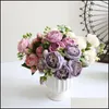 Flores decorativas grinaldas 5 cabe￧as Artificial Silk Rose Bunch Plants Bouquet Fake Home Wedding Decoration Garden Floral OFF DHVS8