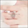 Bandringen mode en prachtige opening rose goud vergulde kroon set ring ingelegde zirkoon threepiece dubbele feest cadeau sieraden drop deli dhgzp