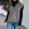 Damenpullover, Damenpullover, V-Ausschnitt, ärmellos, Strickpullover, Weste, Sweatshirts, großes und großes Sweatshirt für Damen und Herrenmode