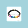 Brins de perles Colorf Weathered Agates Bracelets Pierre précieuse naturelle Perle Strand Bracelet Reiki Yoga Bijoux pour femmes Ami cadeau St Dhodp