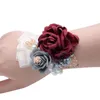 Fleurs décoratives artificielle poignet Corsage fleur bal tissu Rose boutonnières demoiselle d'honneur pour fête mariage décor accessoires