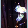 Fiori decorativi Ghirlande San Valentino Led Luminoso 24K Lamina d'oro placcato Rosa Regali creativi Dura per gli amanti Matrimonio Natale Dhvrb