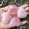 Arts And Crafts Natural Rose Quartz Heart Shaped Pink Crystal Carved Palm Love Healing Gemstone Lover Gife Stone Gems 542 R2 Drop De Dht8C