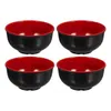 Tigelas 4pcs Noodle Sopa Sopa Salad Recipiente de salada de estilo japonês que serve Frutas de jantar de festa de Páscoa de Melamina