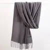 Scarves Solid Color Women Scarf Cashmere Pashmina Shawls Tassel Hijab Head Wraps Femme Thick Winter Bandana Foulard