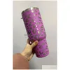 Tumblers 40Oz Stainless Steel Tumbler With Handle Lid St Big Capacity Beer Mug Leopard Water Bottle Stanley Outdoor Cam Cup Vacuum I Dh5Fe
