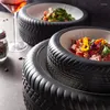 Piatti Piatto in ceramica creativo Pneumatico fatto a mano Piatto per insalata di frutta per la casa Arte moderna Avanzata Sala da pranzo Cena Accessori per la cucina