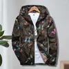 Men's Jackets Spring Autumn Stylish Relaxed Fit Pockets Windbreaker Cozy Hooded Jacket Butterfly Print Streetwear